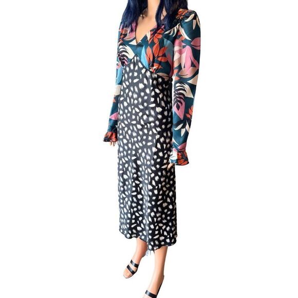 NWT Little Mistress Jocelyn Multi Print Long Sleeve Midi Dress Size 8 - Picture 4 of 6